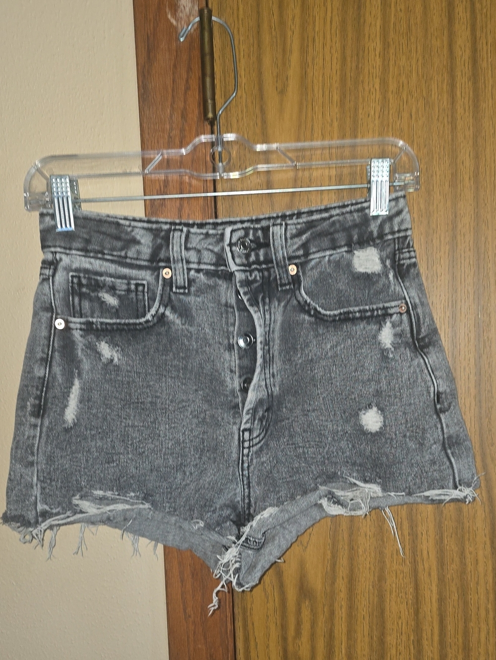 wild fable Washed Charcoal Distressed High-Rise Jean Shorts
